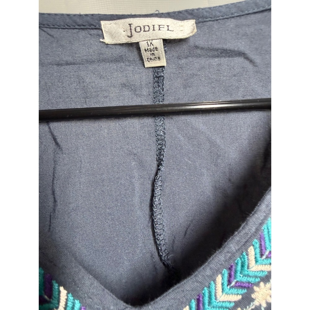 Jodifl Blouse Cotton Rayon Floral Embroidered V-Neck Relaxed Boho Tunic 1X - Picture 3 of 6
